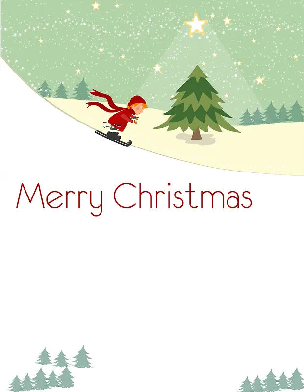 圣诞快乐滑雪卡通海报背景素材
