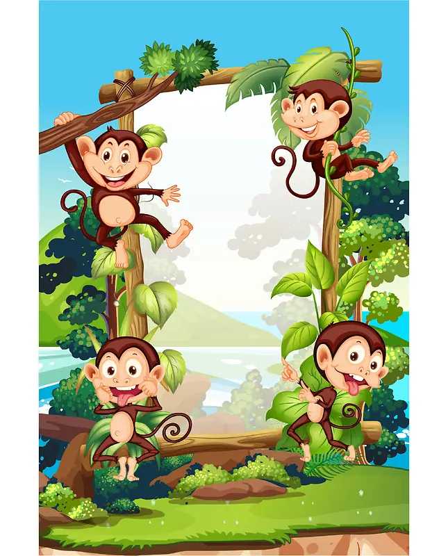 手绘卡通猴子平面广告