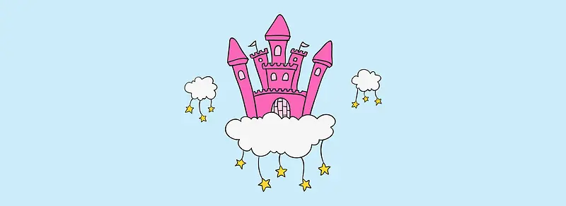 卡通云端城堡插画