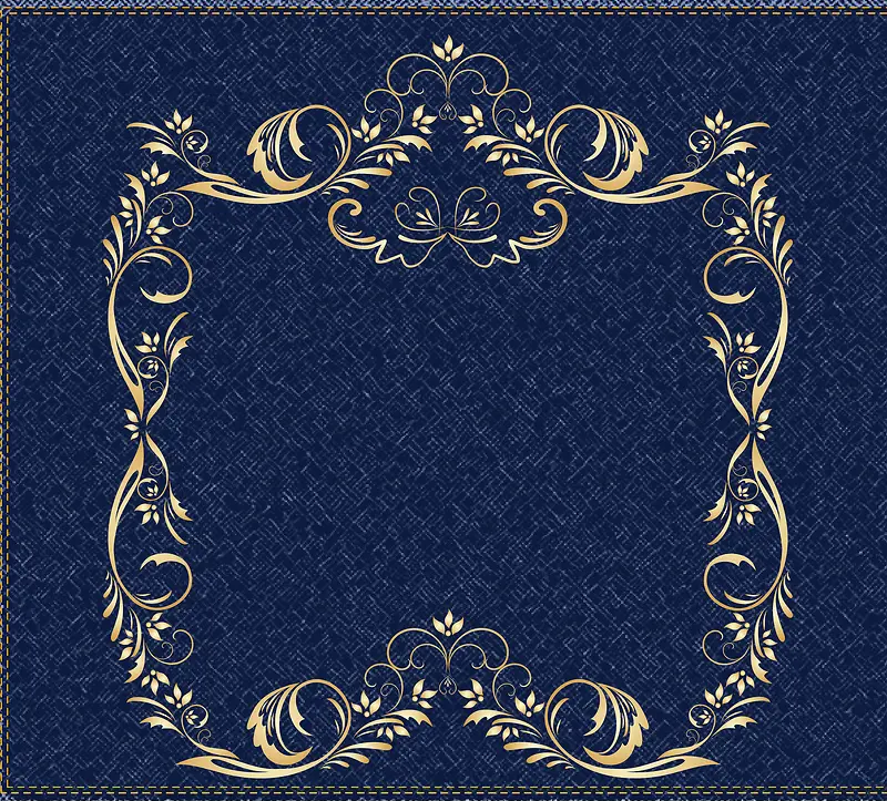 欧式复古花纹边框蓝色背景素材