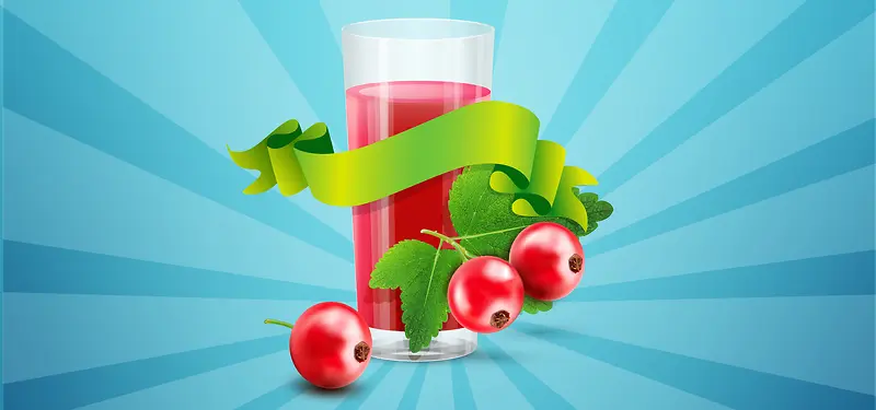 淘宝矢量卡通纯天然蔓越莓果汁水果苹果海报