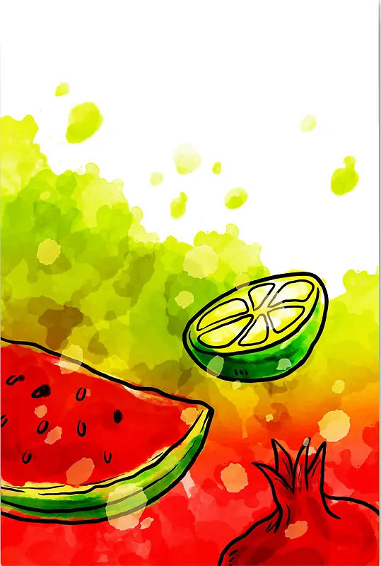 水彩绘水果海报背景素材