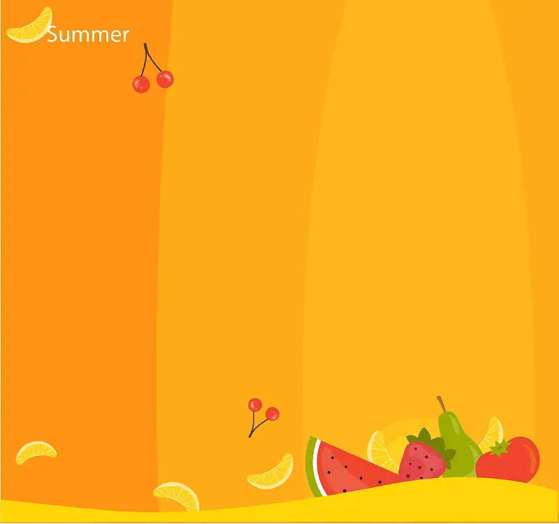 夏季矢量卡通水果海报背景素材