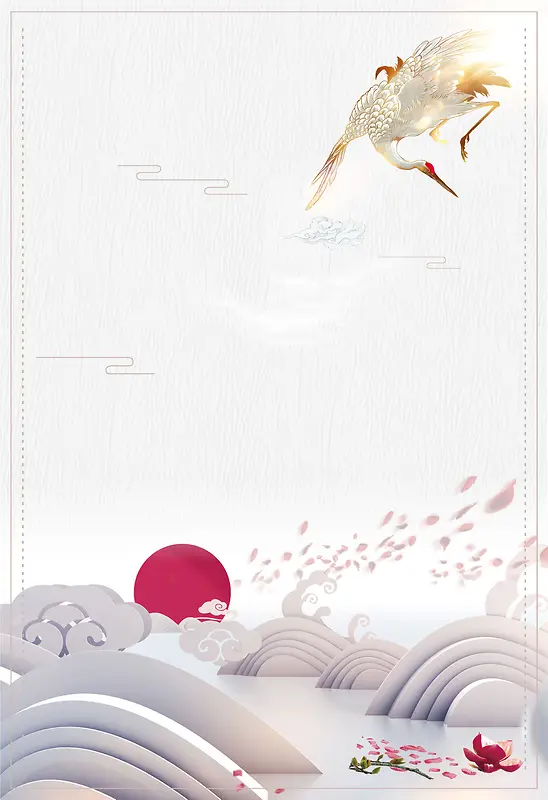 中国风江山如画创意古风矢量海报背景模板