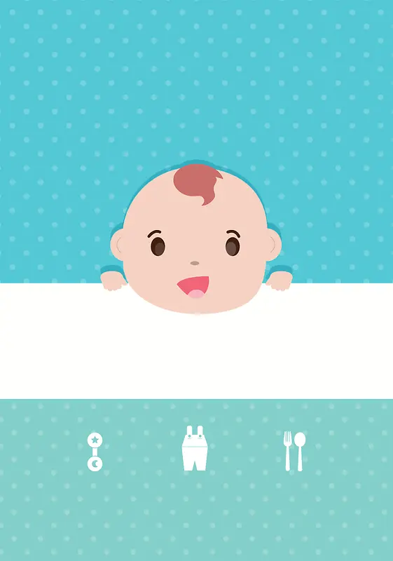 婴儿头像双色浅蓝绿海报背景素材