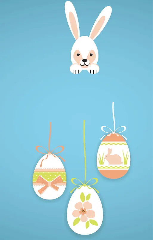 彩色鸡蛋和小兔背景素材