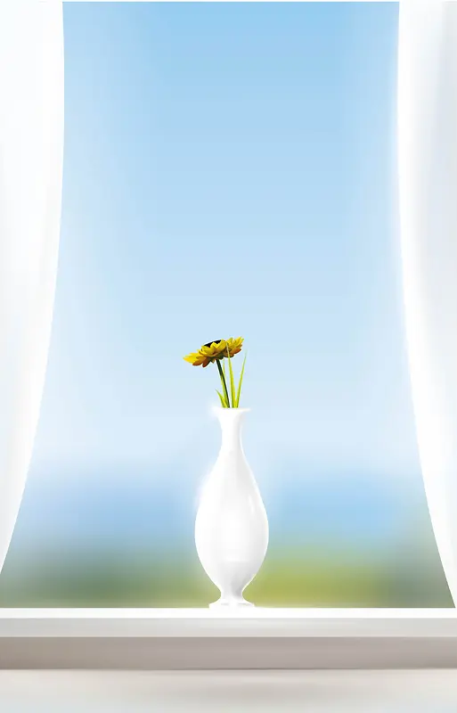 窗台上瓶子里的花背景素材