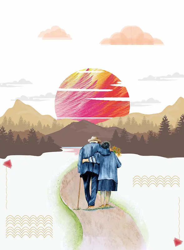 手绘浪漫七夕节相伴一生背景