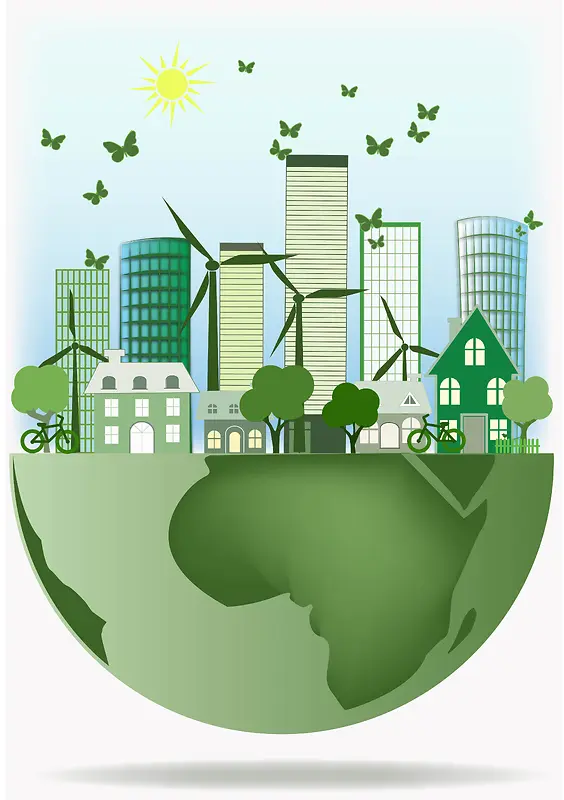 矢量环保地球创意城市低碳背景
