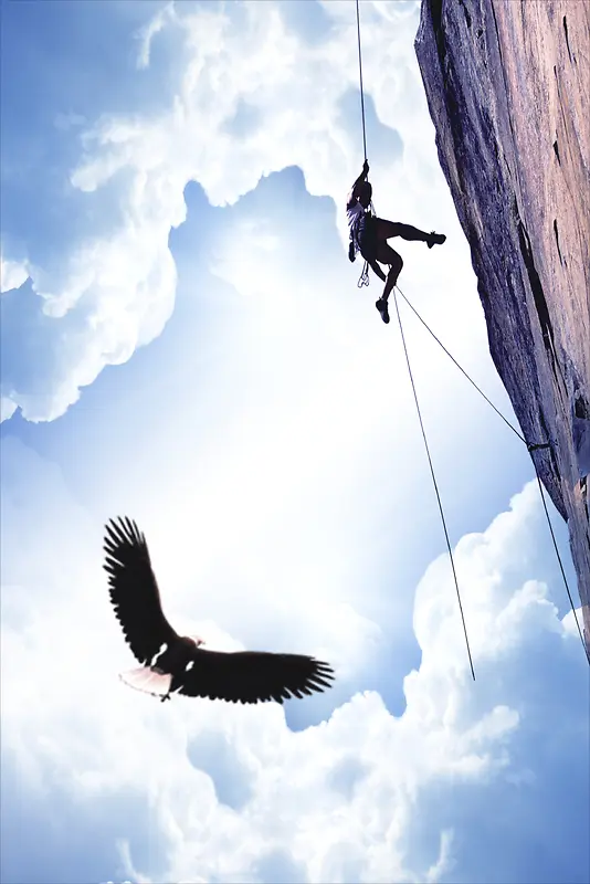 翱翔天空勇敢攀岩企业文化理念背景素材