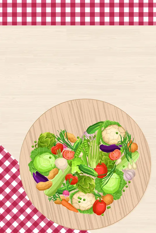 矢量手绘卡通绿色蔬菜食品背景