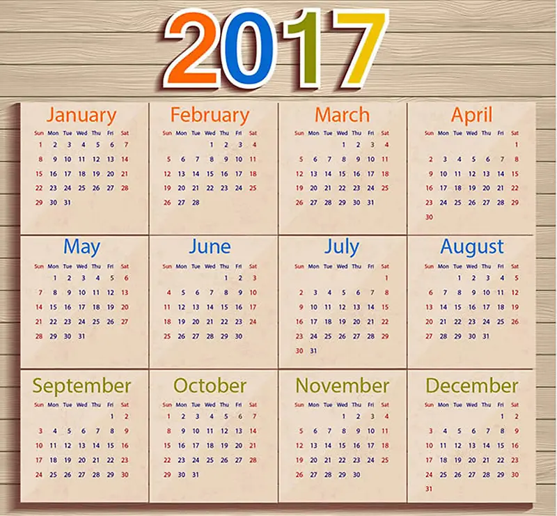 2017模板质感日历背景素材