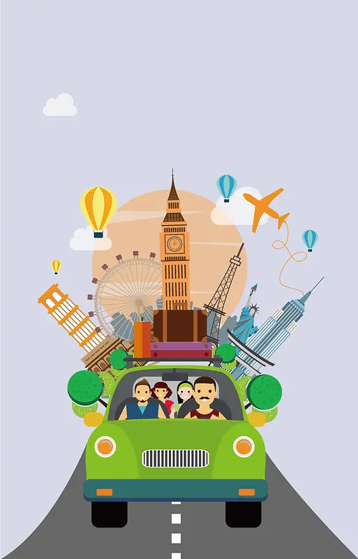 开着汽车去旅游背景素材