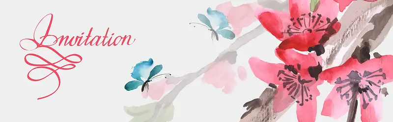 中国风彩色水墨蝴蝶