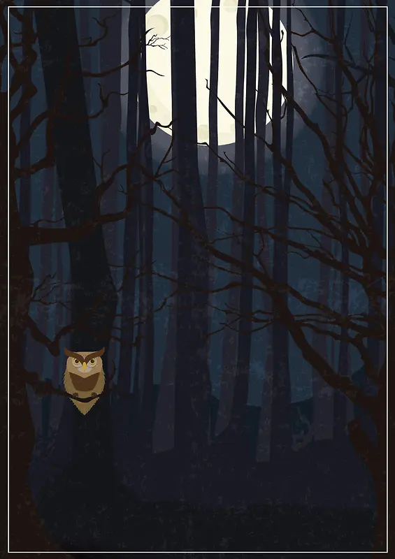 矢量夜晚树林海报