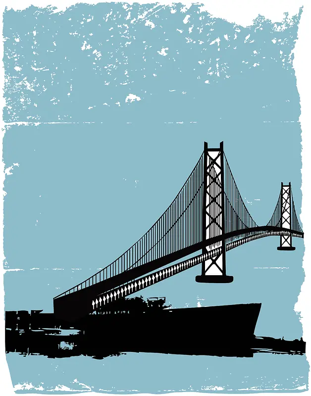 矢量复古涂鸦旅游桥梁背景素材