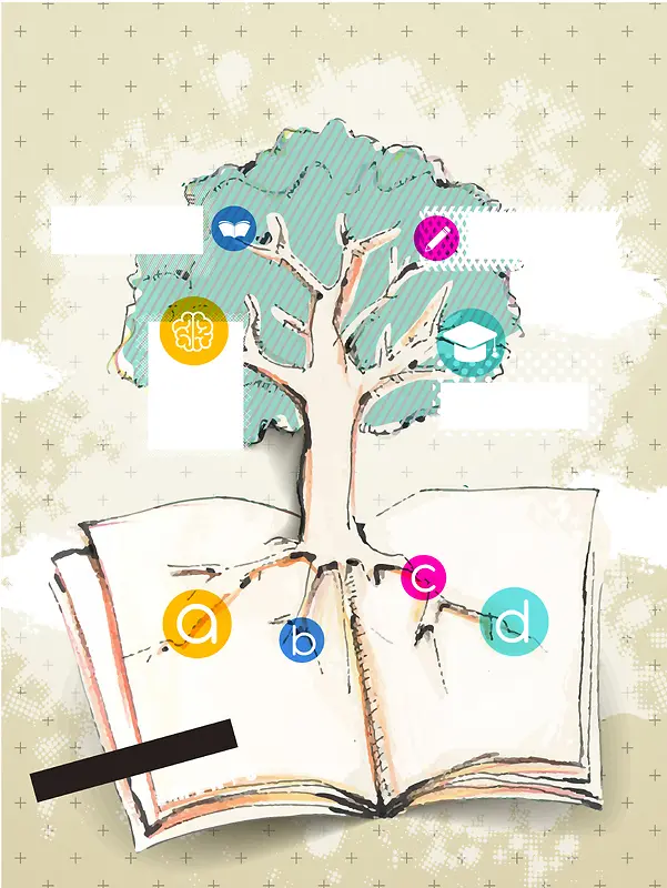 创意彩绘树木商务信息图背景素材