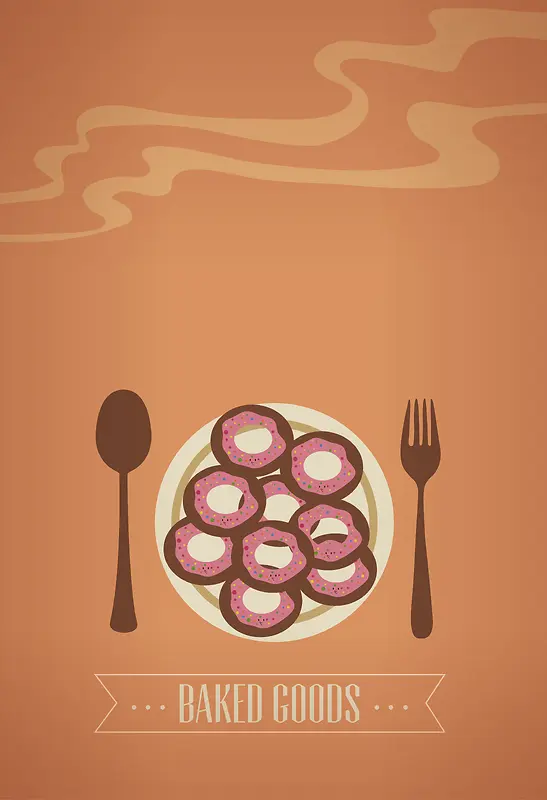 甜甜圈食物餐具海报背景素材