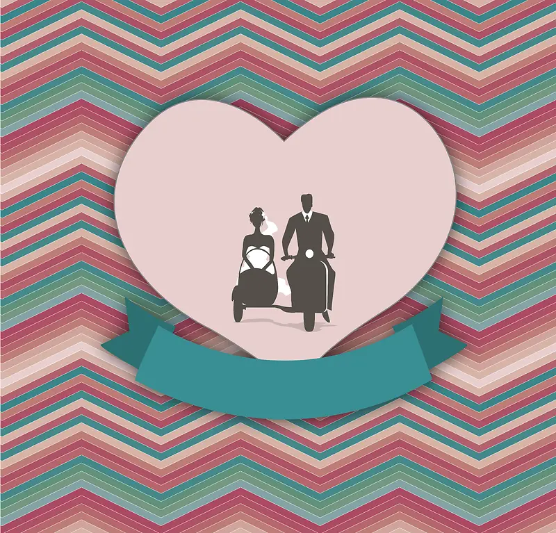 三轮夫妇丰富多彩婚礼请柬海报背景模板