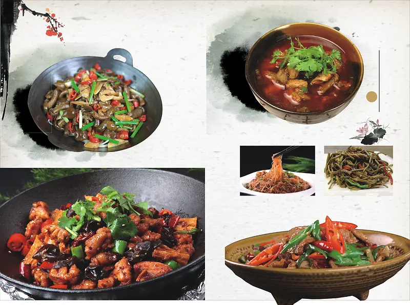 中国炒菜美味菜肴元素美食菜单背景