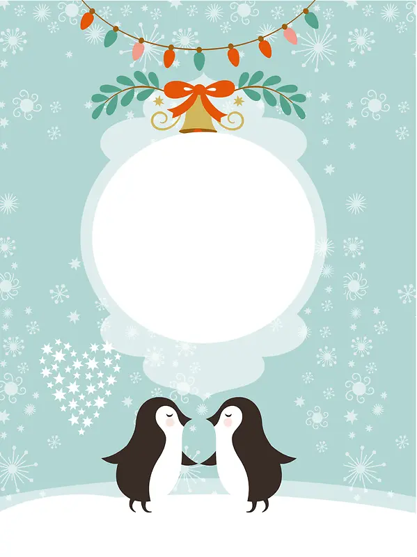卡通企鹅圣诞清新海报背景素材