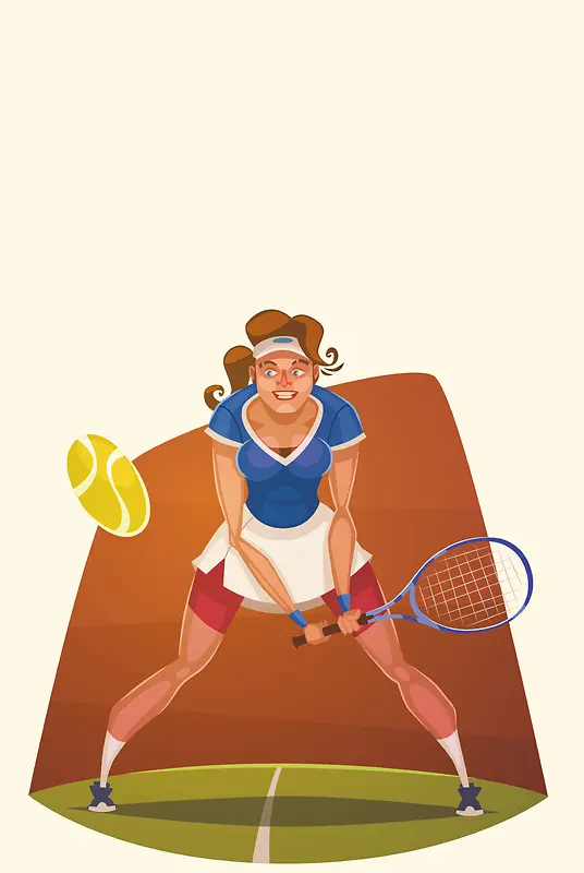 卡通网球运动员海报背景素材