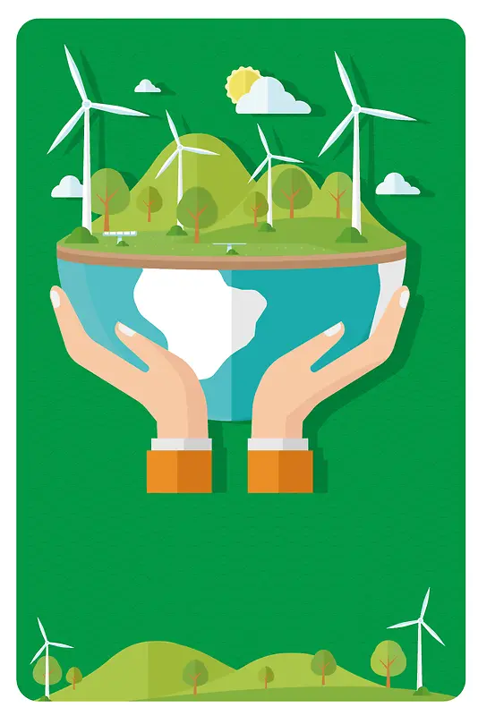 卡通简约节能低碳绿色环保公益海报背景模板