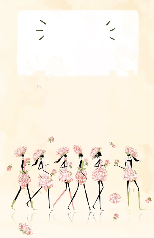 花朵卡通女孩妇女节海报背景