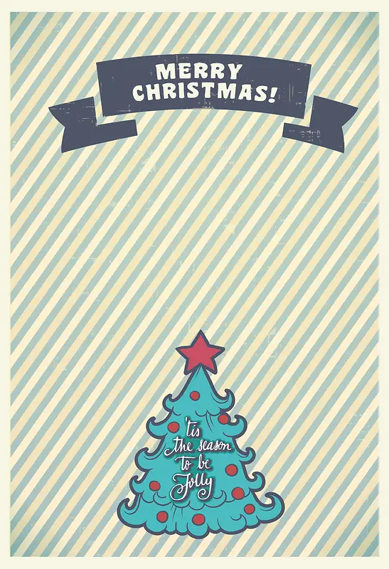 手绘卡通复古圣诞树海报背景素材