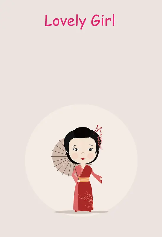 卡通可爱和服女孩海报背景素材