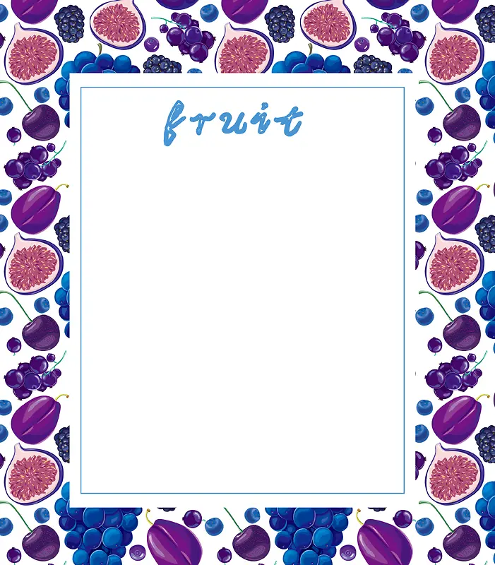 卡通水果葡萄蓝莓海报背景素材