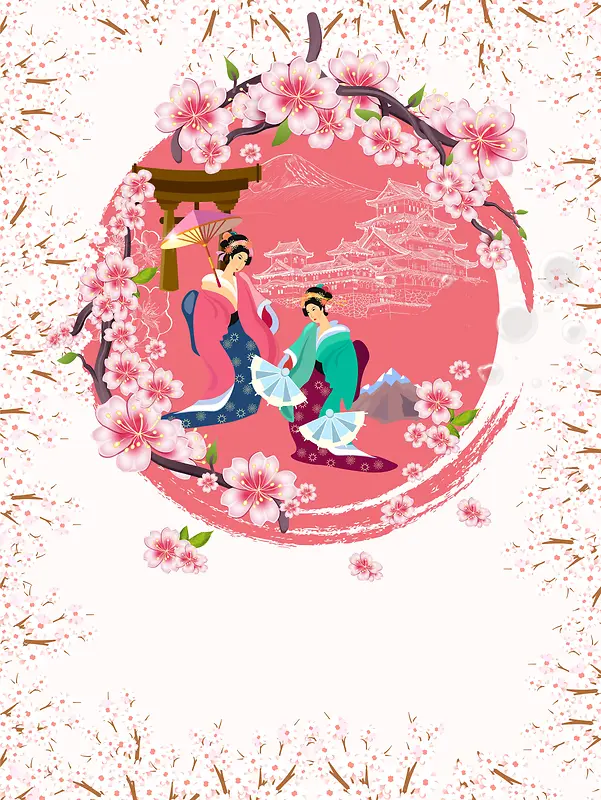 樱花季畅游日本旅游宣传海报cdr背景模板