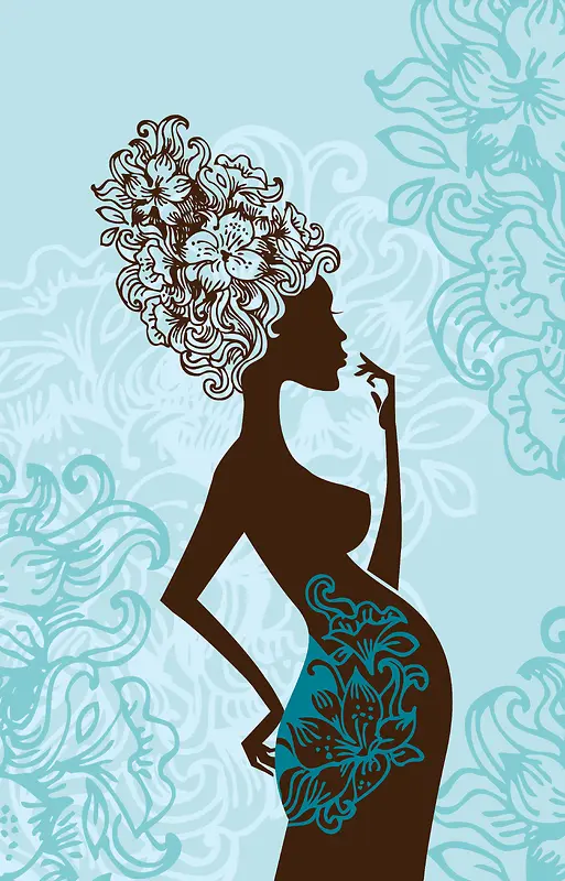 头戴鲜花冠的美女孕妇背景素材