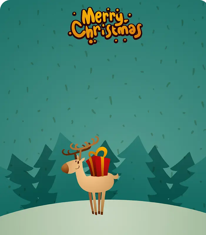 卡通圣诞节驯鹿树木海报背景素材