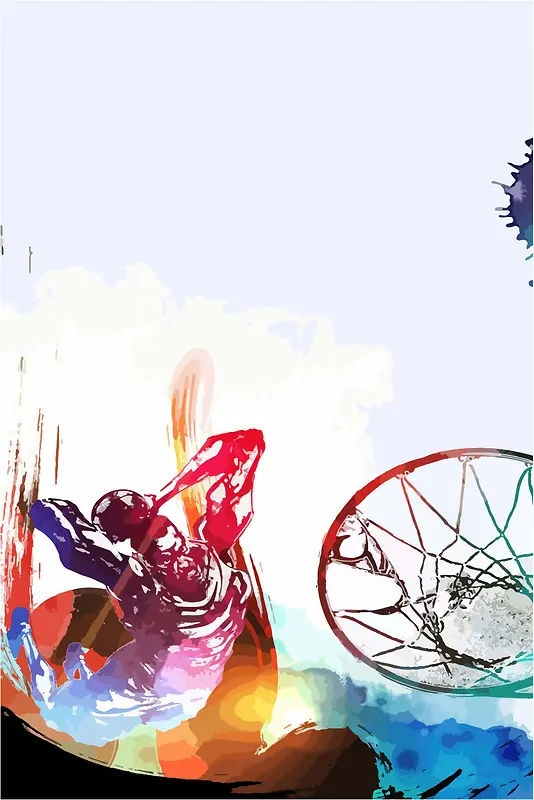 矢量水彩校园篮球运动会体育竞赛海报