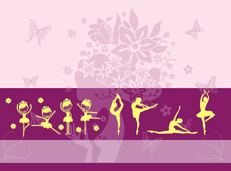 手绘紫色舞蹈人们背景