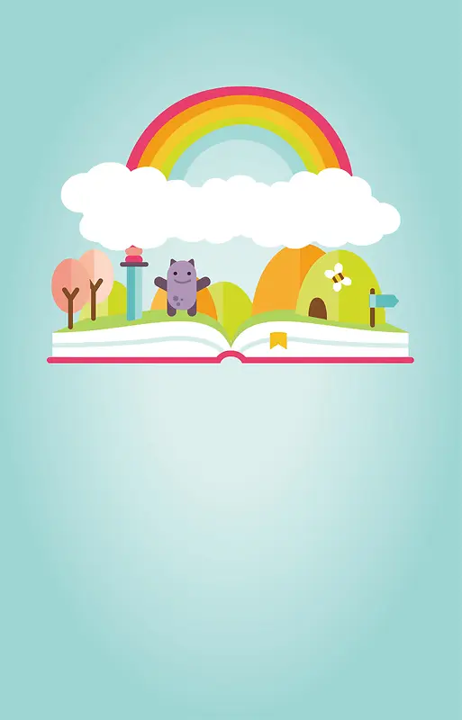书籍上面上彩虹背景素材