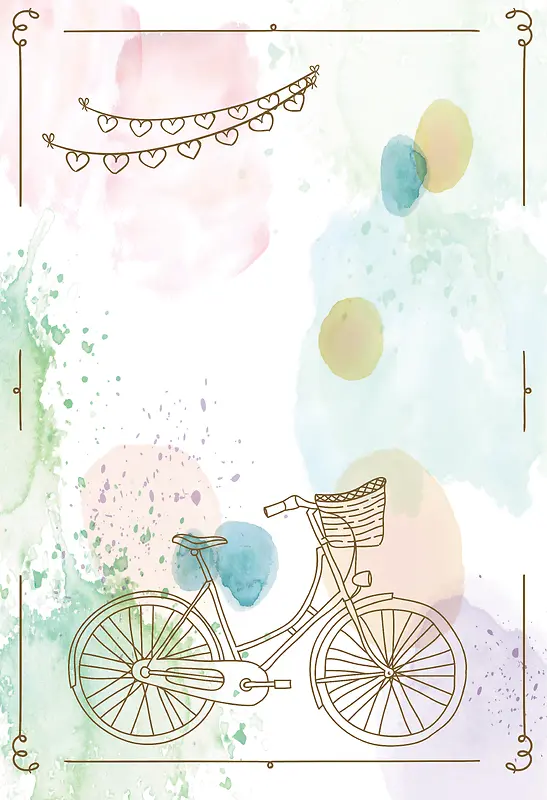 创意彩绘单车和气球海报背景素材