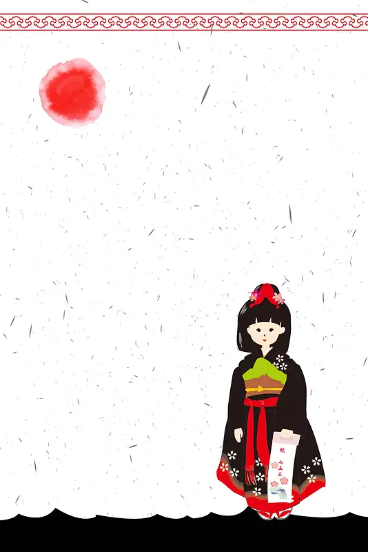 日式和服少女海报背景