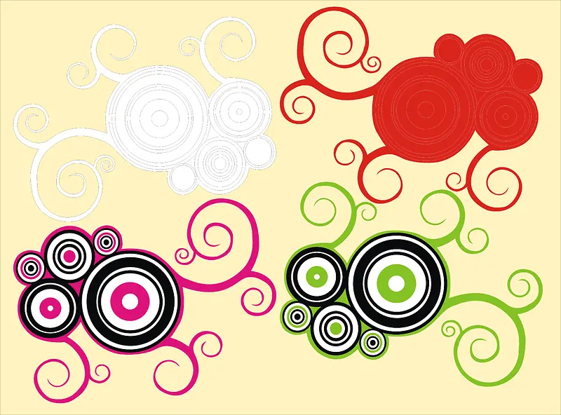 CDR葡萄树矢量彩色的圆圈图案设计
