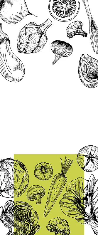 手绘线描食物海报背景素材