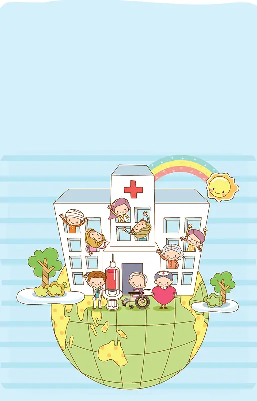 卡通版的医院背景素材
