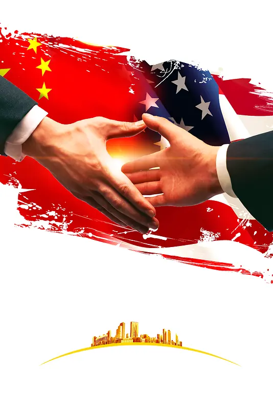 中美友好和谐发展宣传海报