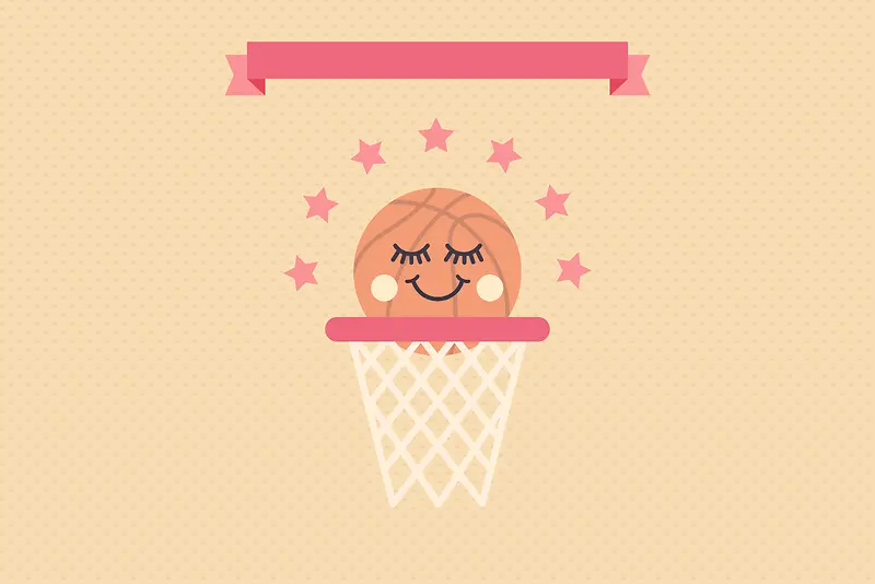 手绘卡通拟人篮球球赛宣传海报背景素材