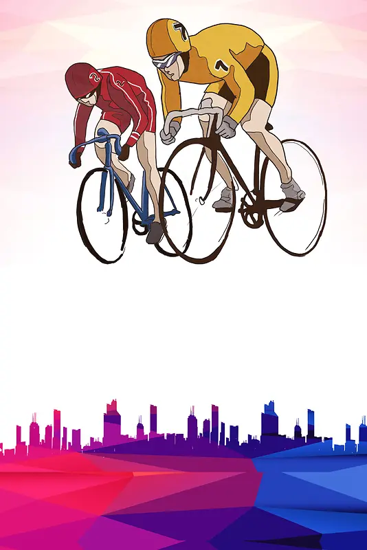 彩色绚丽自行车赛车海报背景素材