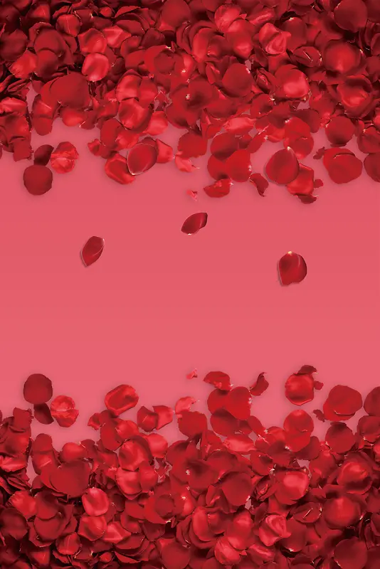 红色简约玫瑰花瓣浪漫情人节海报背景