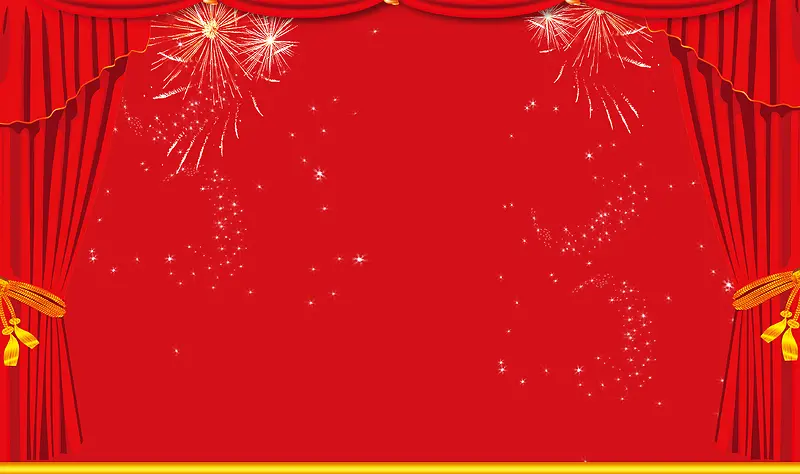 红帘烟花红色新年节日背景