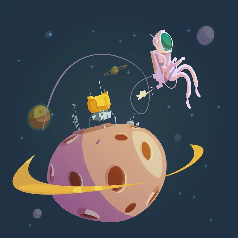 卡通星球外太空宇航员背景素材