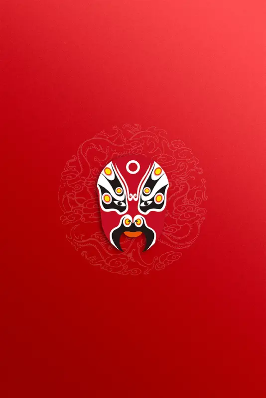 红色底纹脸谱背景素材