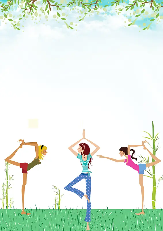 美女瑜伽瘦身运动海报背景